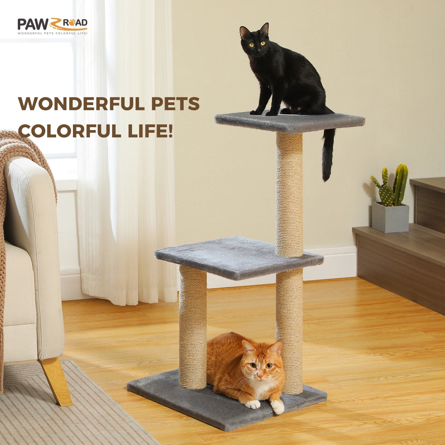 Arbre à chat PAWZ Road pour intérieur | Hamac, niche et griffoirs en sisal