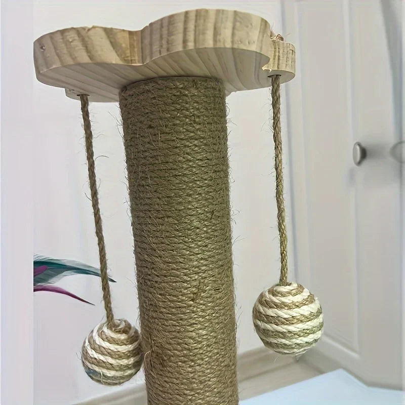Plateau tournant pour chat en bois massif, poteau à gratter pour chat, bâton Teaser pour chat, planche à gratter pour chats, jouets durables pour chat