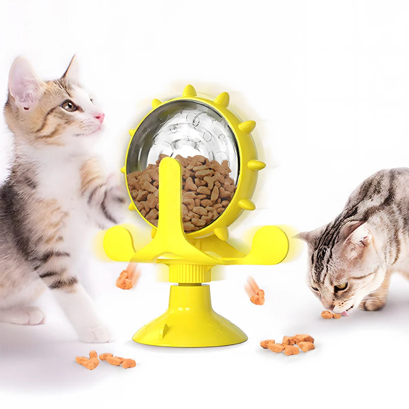 Roue de friandises pour chat, mangeoire de puzzle interactive, jouet de distribution de nourriture, jeux amusants pour chat, divertissement d'intérieur pour chat