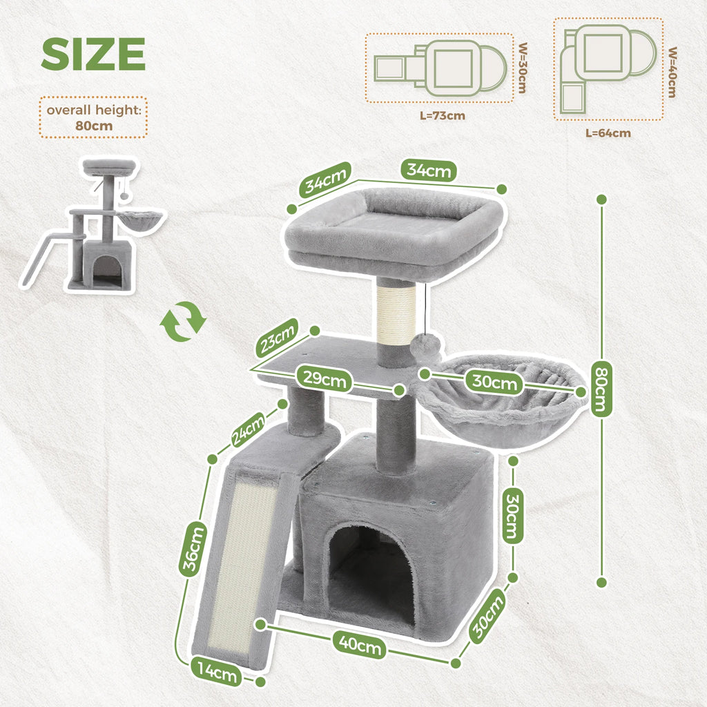 Arbre à chat PAWZ Road pour intérieur | Hamac, niche et griffoirs en sisal