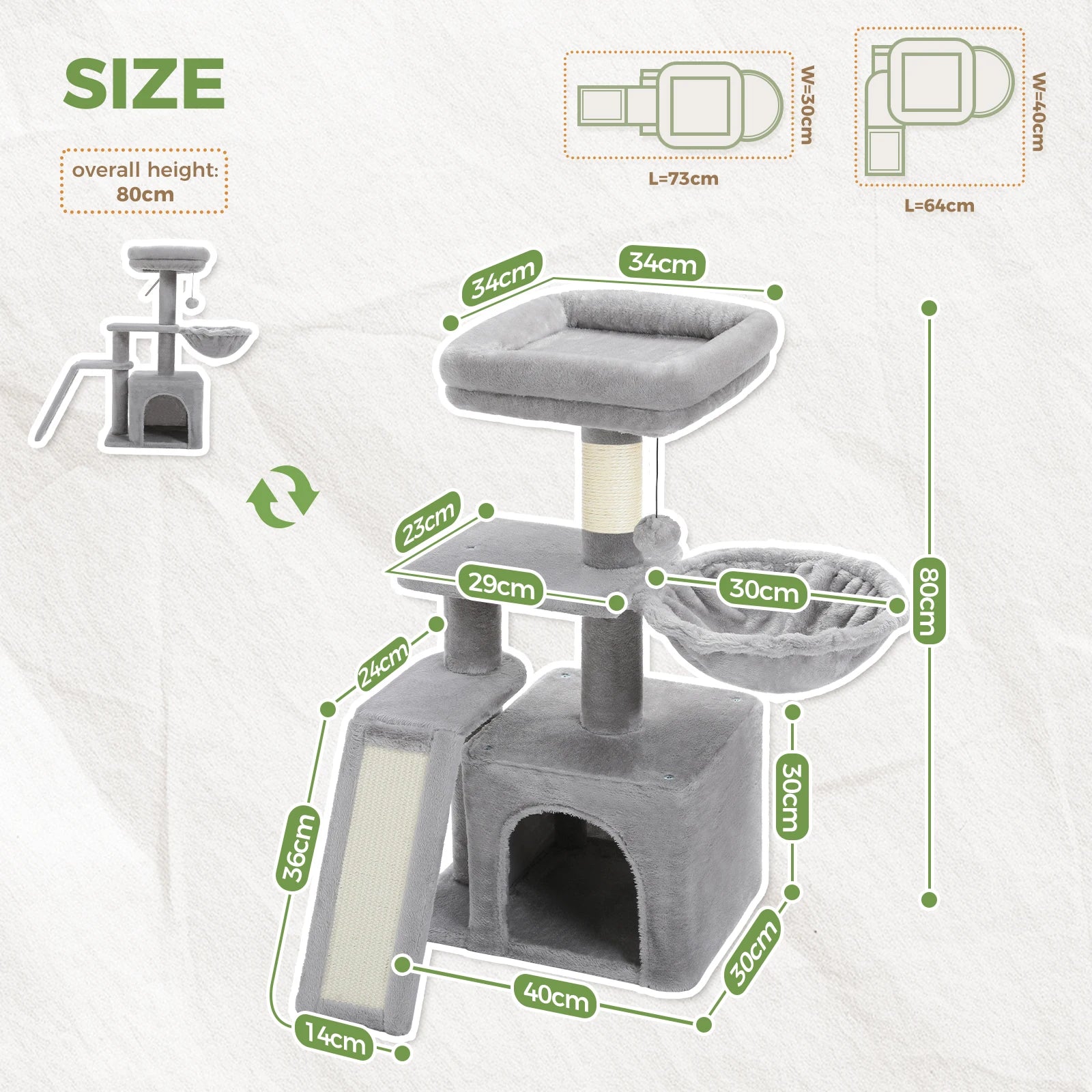 Arbre à chat PAWZ Road pour intérieur | Hamac, niche et griffoirs en sisal