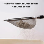 Pelle à litière en acier inoxydable pour chat, durable, facile à nettoyer, poignée ergonomique, antirouille, idéale pour un retrait rapide des déchets