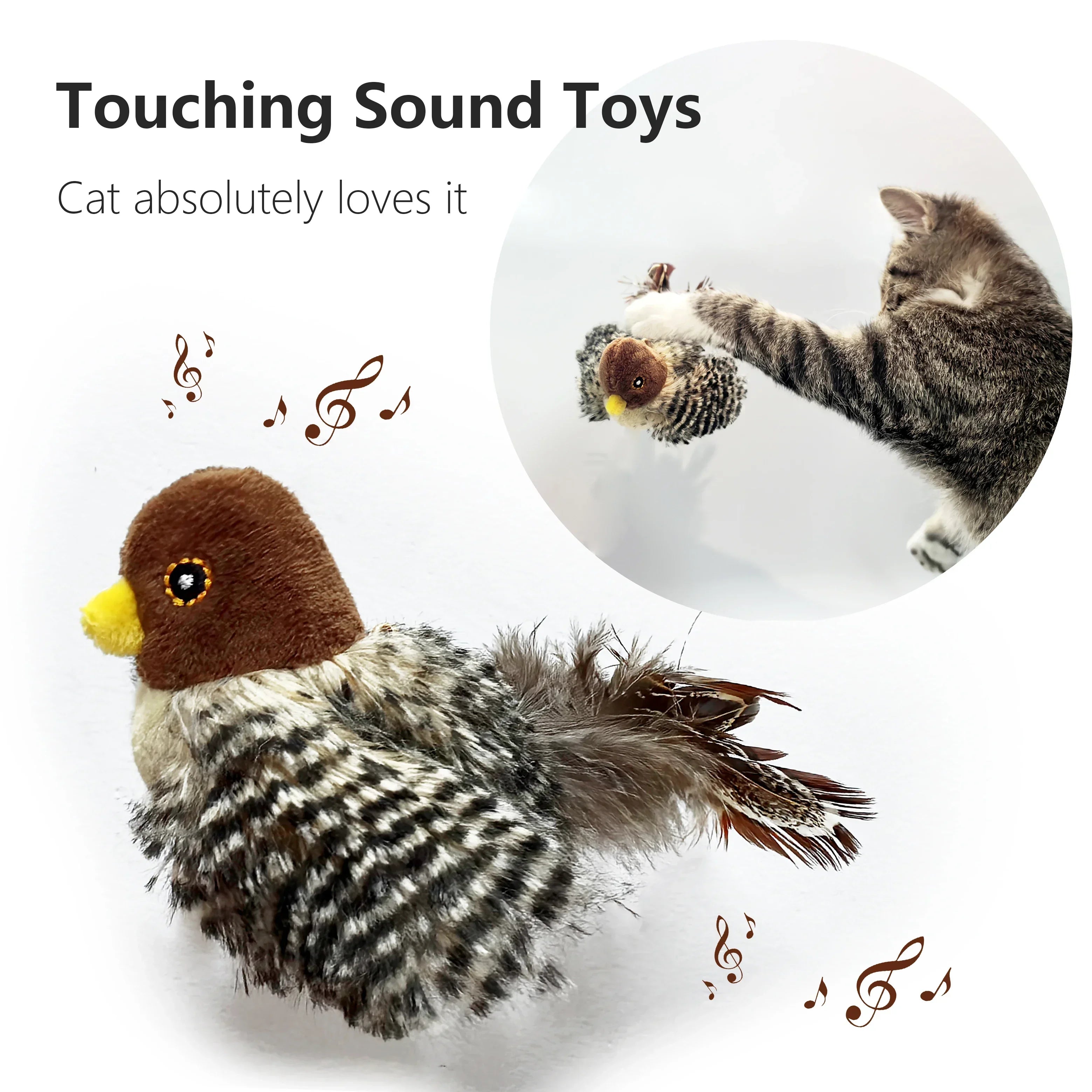 Jouets interactifs lavables pour chat, oiseau volant en peluche, grincement, chat, moineau, herbe-aux-chats, Simulation d'oiseau vif, interactif