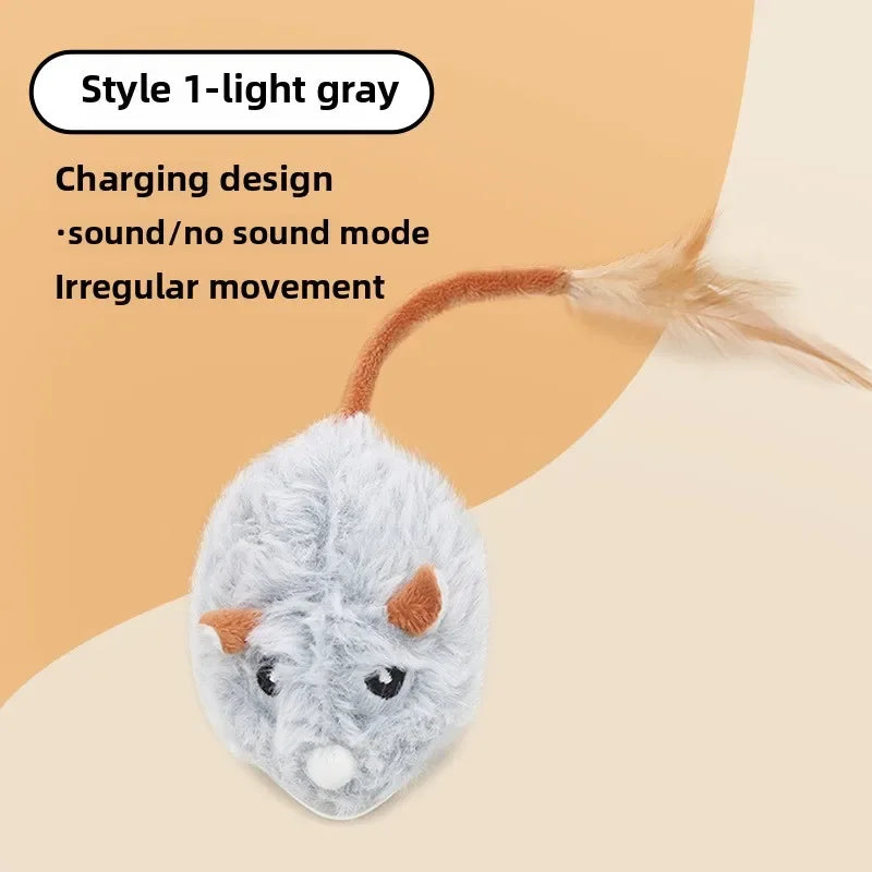 Jouet en peluche réaliste pour chat, souris interactive avec queue de chien pour chats, jouets pour chatons pour jouer en intérieur et