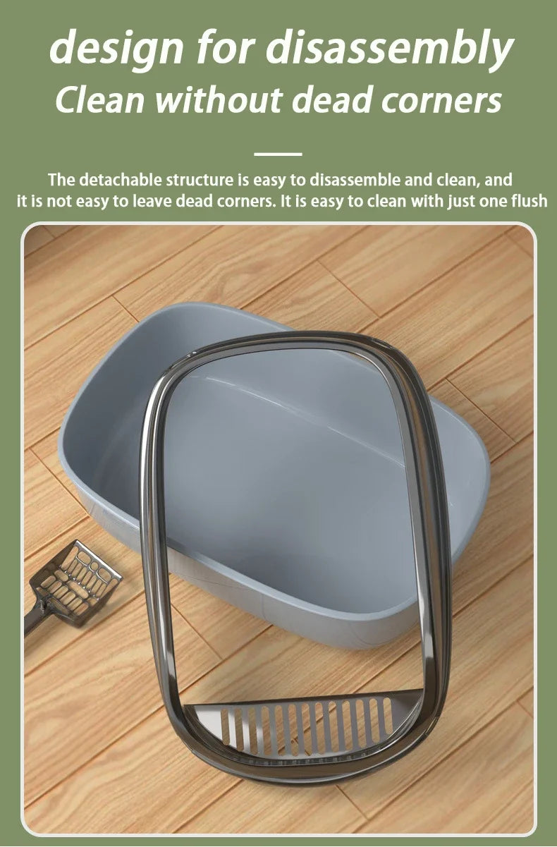 Bac à litière semi-fermé pour chats, toilettes pour animaux de compagnie, anti-éclaboussures sur le côté haut, avec cuillère à litière, bac à sable pour chat, fournitures de nettoyage pour chats