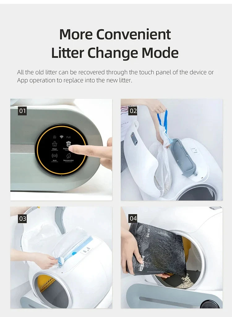 Bac à Litière Intelligent pour Chat, Entièrement existent, Grande Capacité, Semi-Fermé, Toilettes Intelligentes, Télécommande