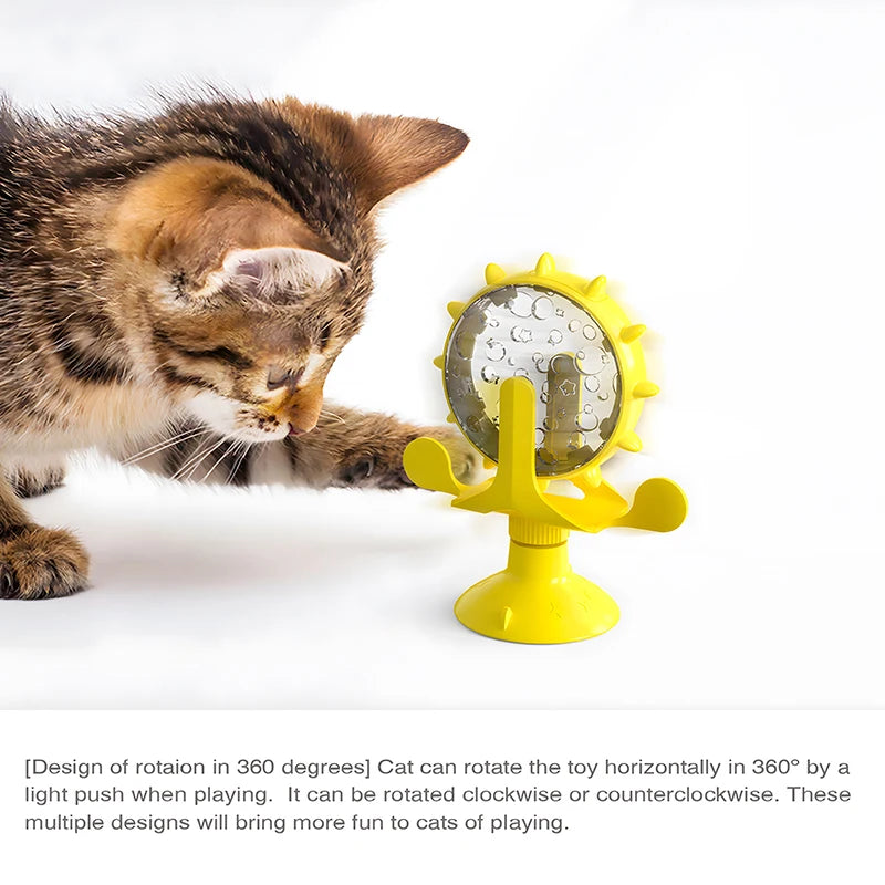 Roue de friandises pour chat, mangeoire de puzzle interactive, jouet de distribution de nourriture, jeux amusants pour chat, divertissement d'intérieur pour chat