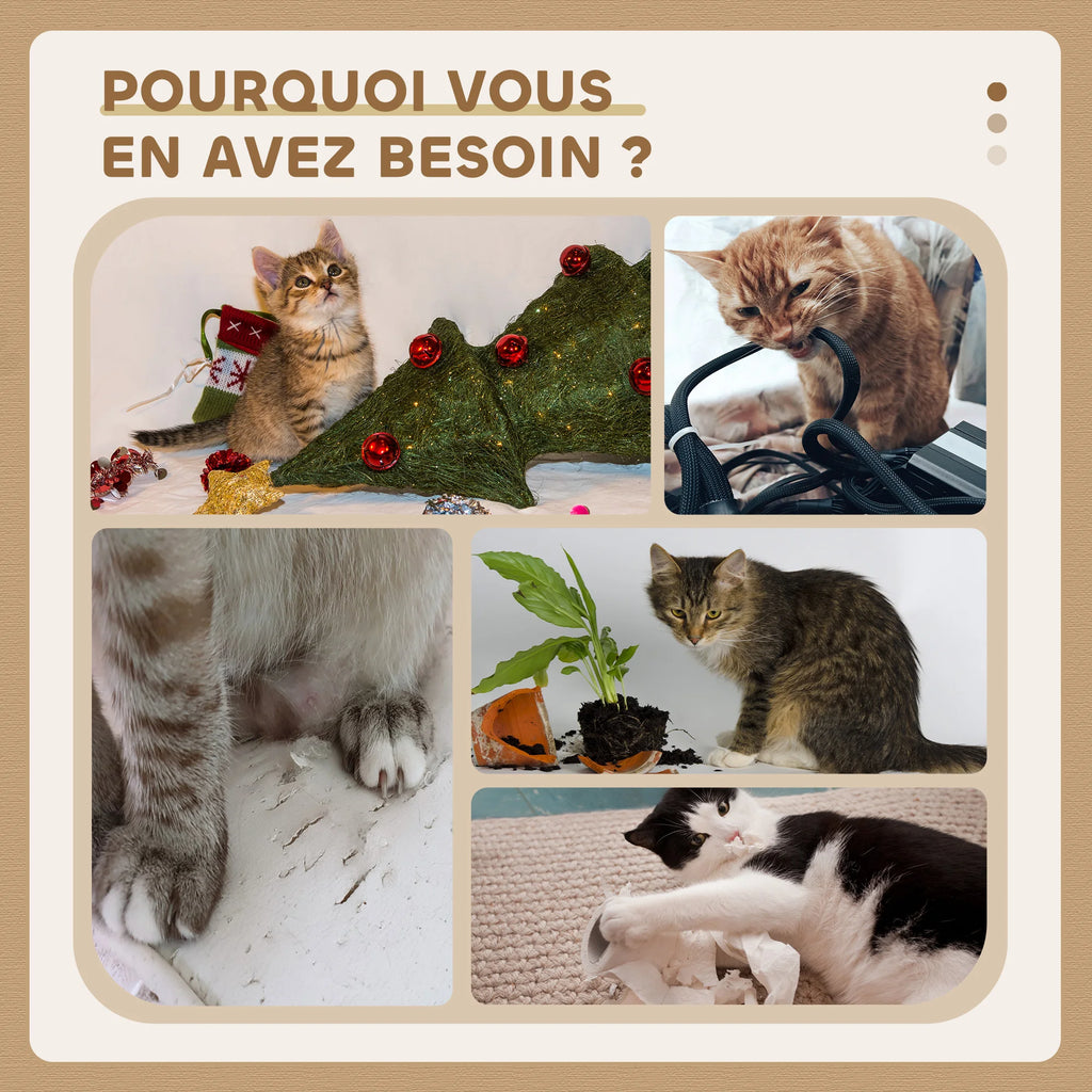 PawHut Arbre à chat hauteur 130 cm, tour de jeux pour chat, platesformes, niche, lit, hamac, échelle et 2 balles en peluche, griffoirs en jute, plusieux niveaux, jaune