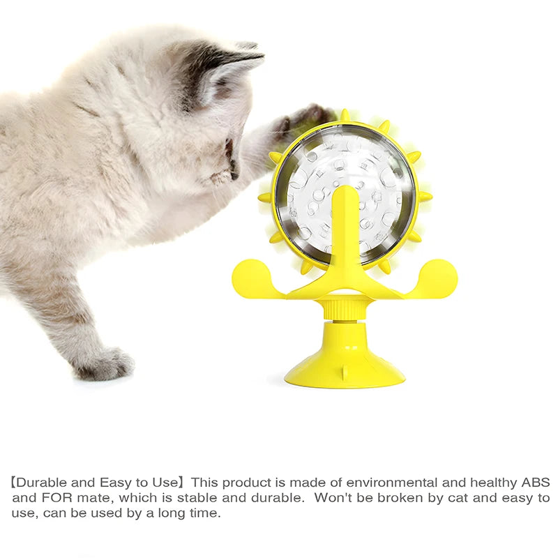 Roue de friandises pour chat, mangeoire de puzzle interactive, jouet de distribution de nourriture, jeux amusants pour chat, divertissement d'intérieur pour chat