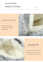 Lit d'hiver en peluche pour chat, coussin rond pour chat, maison pour chat 2 en 1, panier chaud pour chats, sac de couchage pour animaux de compagnie, nid pour chaton, chenil pour petits chiens et chats
