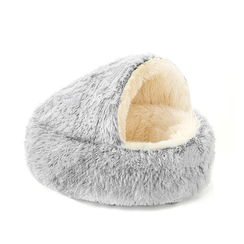 Lit d'hiver en peluche pour chat, coussin rond pour chat, maison pour chat 2 en 1, panier chaud pour chats, sac de couchage pour animaux de compagnie, nid pour chaton, chenil pour petits chiens et chats