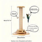 Plateau tournant pour chat en bois massif, poteau à gratter pour chat, bâton Teaser pour chat, planche à gratter pour chats, jouets durables pour chat