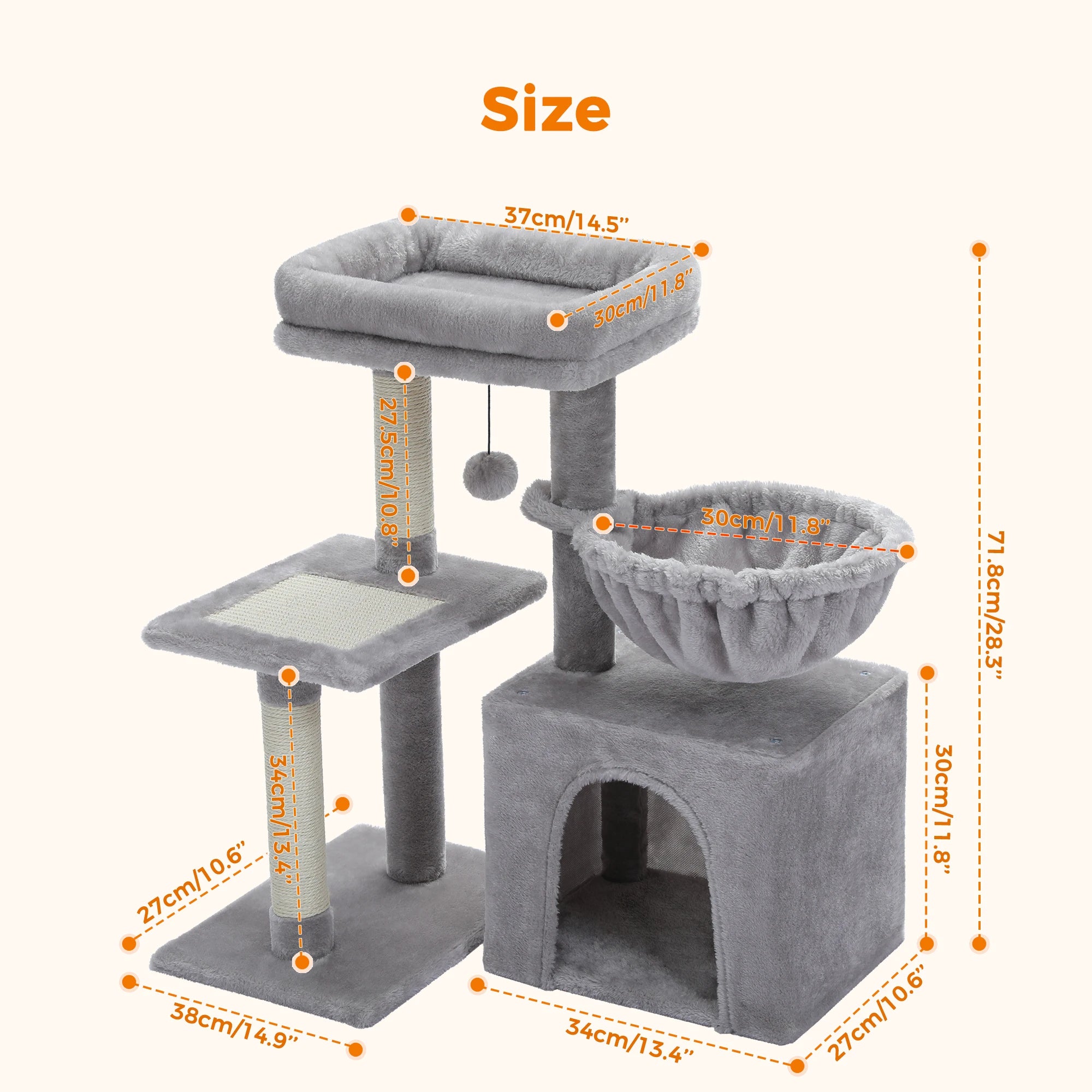 Arbre à chat PAWZ Road pour intérieur | Hamac, niche et griffoirs en sisal