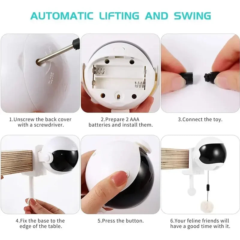 Jouet à mouvement électronique pour chat, boule de levage YoYo, battement électrique, teaser coule pour chat, puzzle rotatif coule, jouet pour animal de compagnie