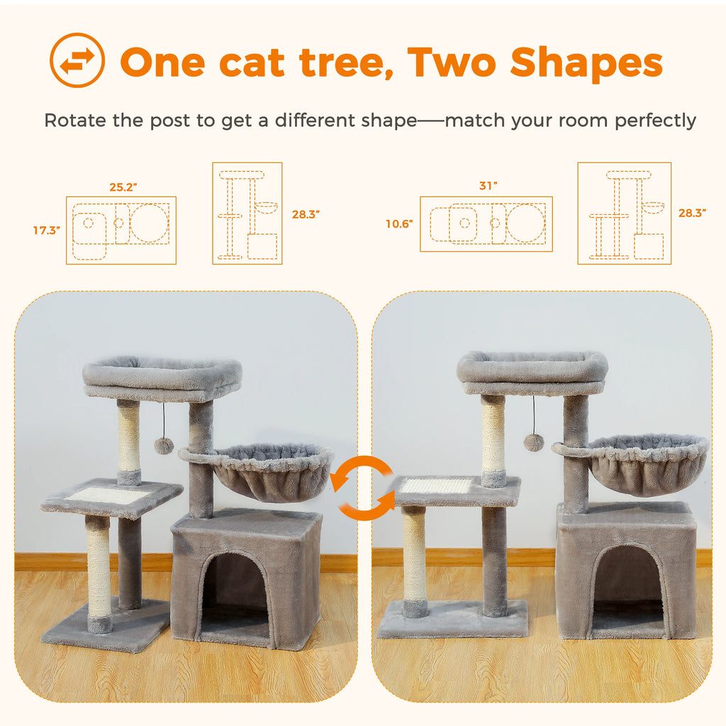 Arbre à chat PAWZ Road pour intérieur | Hamac, niche et griffoirs en sisal