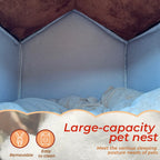 Maison pour chat améliorée, jolie maison pour animaux de compagnie ours brun, design pliable avec coussin amovible, lavable en machine, version renforcée extra large, confortable et chaude, semi-fermée pour chatons, acces