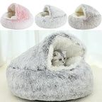 Lit d'hiver en peluche pour chat, coussin rond pour chat, maison pour chat 2 en 1, panier chaud pour chats, sac de couchage pour animaux de compagnie, nid pour chaton, chenil pour petits chiens et chats