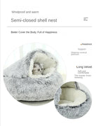 Lit d'hiver en peluche pour chat, coussin rond pour chat, maison pour chat 2 en 1, panier chaud pour chats, sac de couchage pour animaux de compagnie, nid pour chaton, chenil pour petits chiens et chats