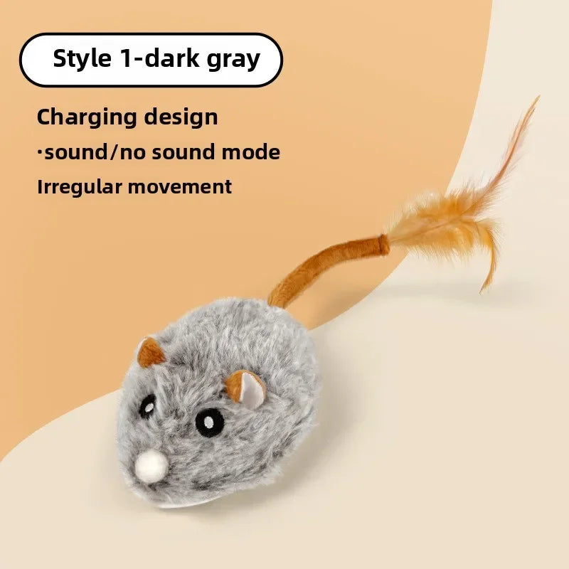Jouet en peluche réaliste pour chat, souris interactive avec queue de chien pour chats, jouets pour chatons pour jouer en intérieur et