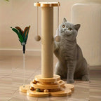 Plateau tournant pour chat en bois massif, poteau à gratter pour chat, bâton Teaser pour chat, planche à gratter pour chats, jouets durables pour chat