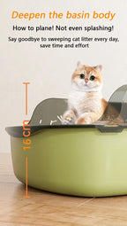 Bac à litière semi-fermé pour chats, toilettes pour animaux de compagnie, anti-éclaboussures sur le côté haut, avec cuillère à litière, bac à sable pour chat, fournitures de nettoyage pour chats