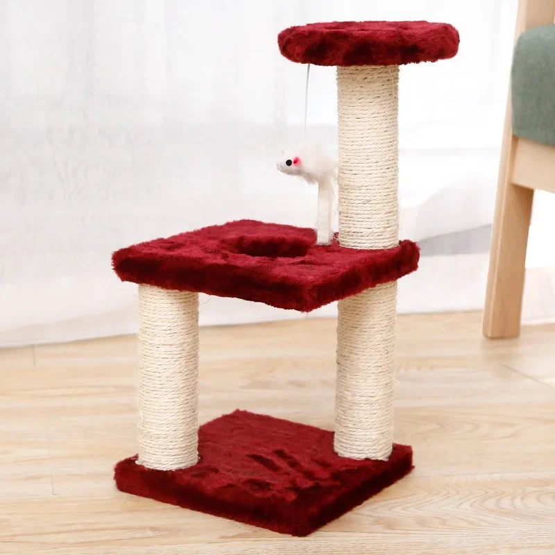 Poste à Gratter en Corde de Sisal à 3 Couches pour Chat, Trois Piliers pour Chaton, Cadre d'Escalade, Meubles pour Animaux de Compagnie