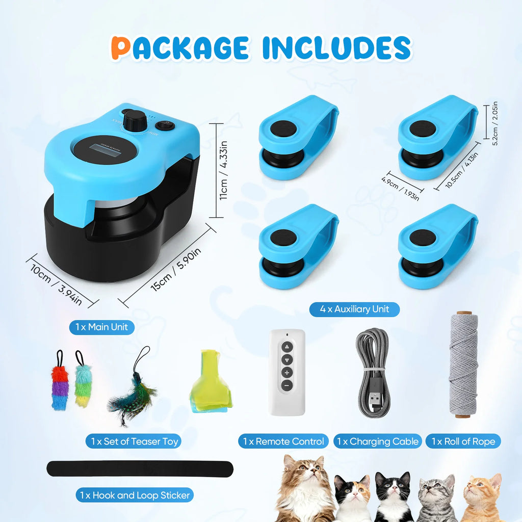 Jouets intelligents pour chats d'intérieur, jouet interactif pour chat, roue d'exercice pour chats, tapis roulant pour chats 5 vitesses avec vitesse réglable, jouet de simulation de chasse