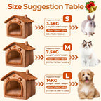 Maison pour chat améliorée, jolie maison pour animaux de compagnie ours brun, design pliable avec coussin amovible, lavable en machine, version renforcée extra large, confortable et chaude, semi-fermée pour chatons, acces
