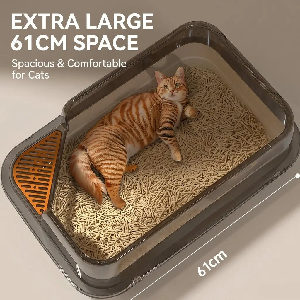 Bac à litière semi-fermé anti-éclaboussures pour chat, toilette pour chaton, fournitures de nettoyage, bac à litière pour chaton, cuvette avec pelle
