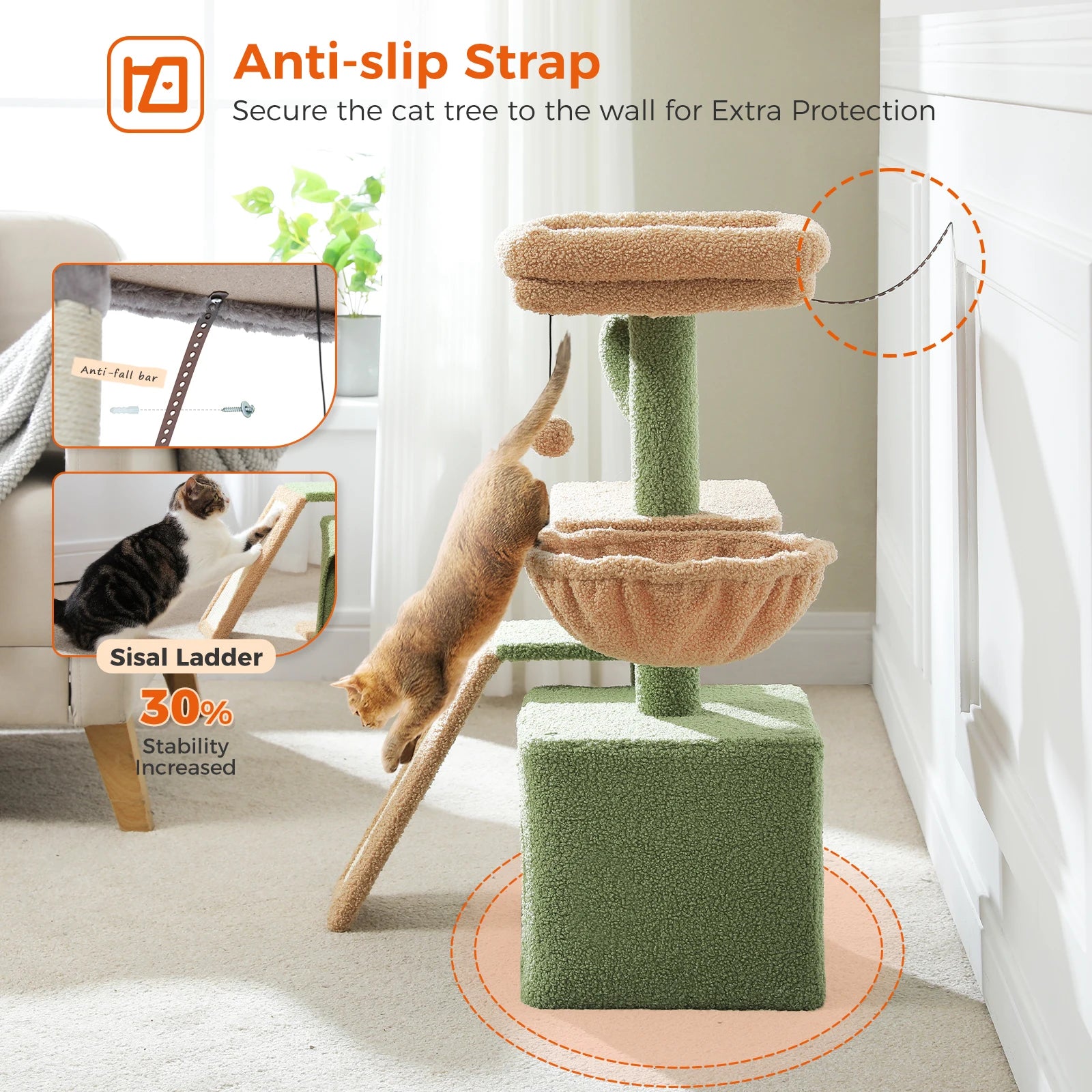 Arbre à chat PAWZ Road pour intérieur | Hamac, niche et griffoirs en sisal