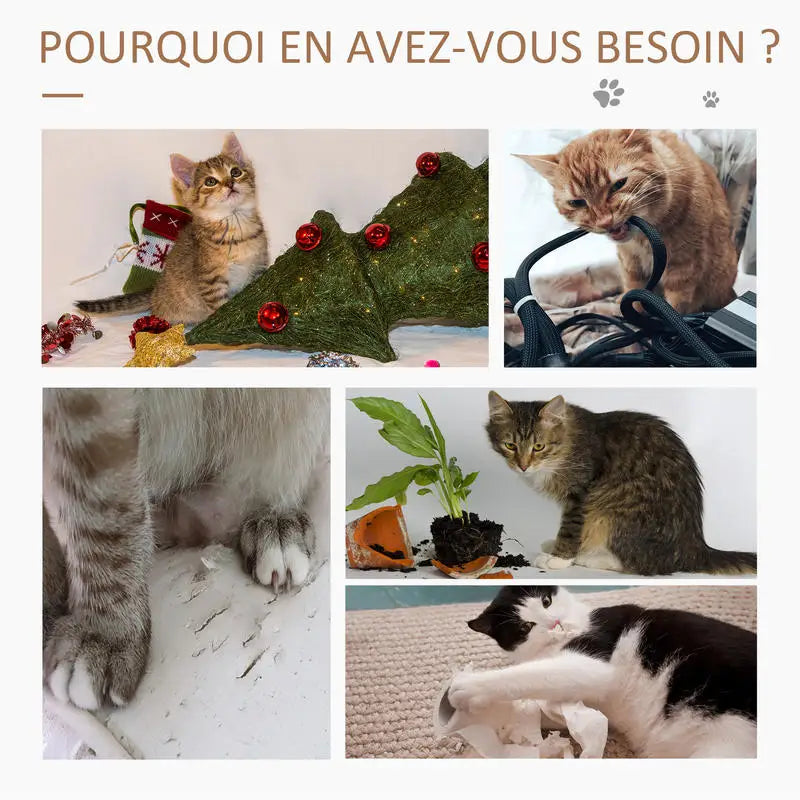 Arbre à chats multi-activités avec griffoirs, plateformes, niche, corde et jouets 40L x 40L x 114H cm beige