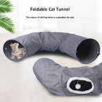 Nouveau tunnel pliable pour chat d'intérieur, résistant aux griffures, avec coussin moelleux, ensemble de jouets interactifs pour chat, jeu de cache-cache, tunnel, fournitures pour animaux de compagnie