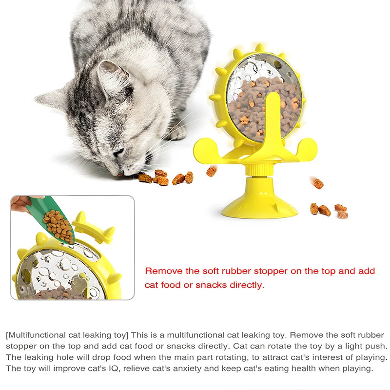 Roue de friandises pour chat, mangeoire de puzzle interactive, jouet de distribution de nourriture, jeux amusants pour chat, divertissement d'intérieur pour chat