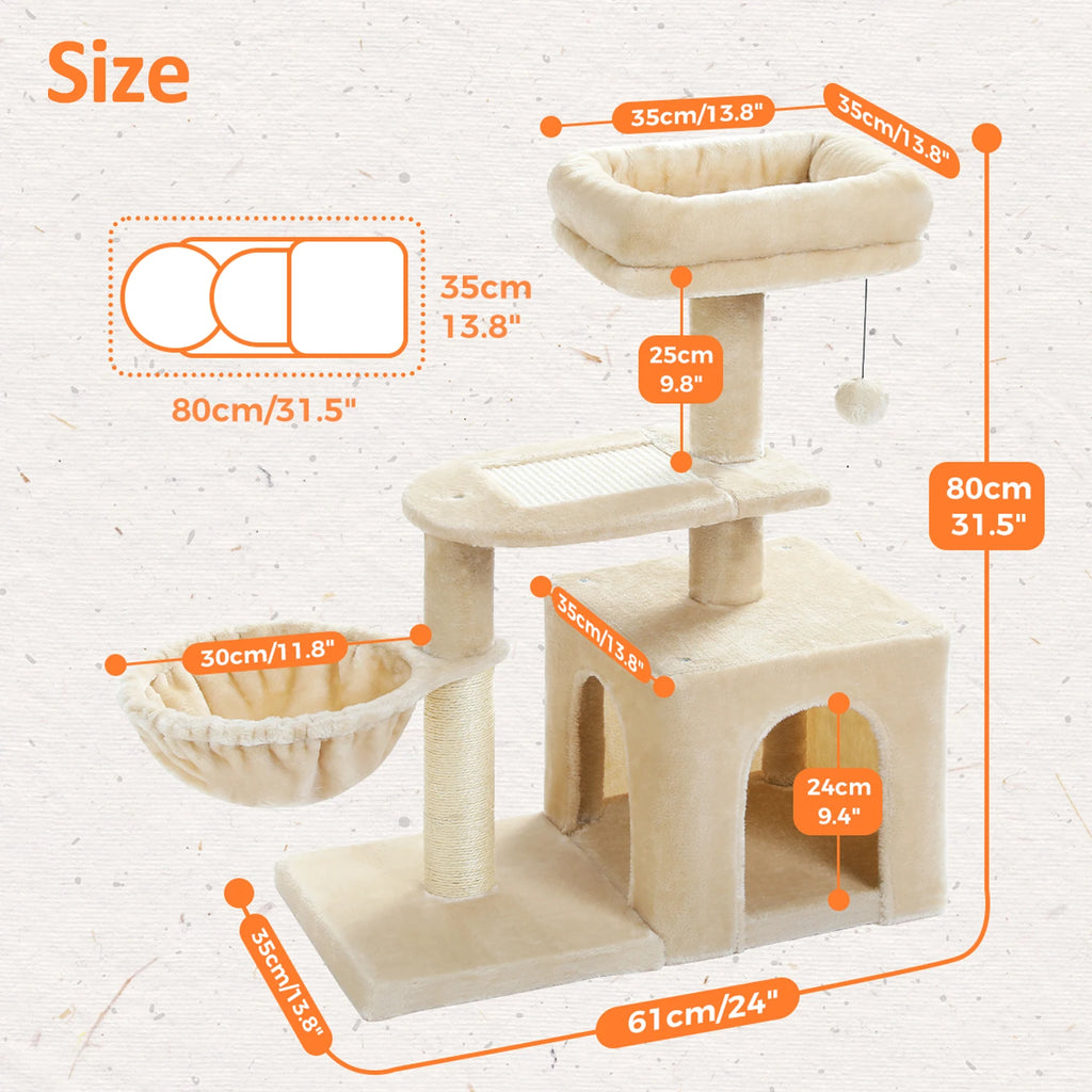 Arbre à chat PAWZ Road pour intérieur | Hamac, niche et griffoirs en sisal