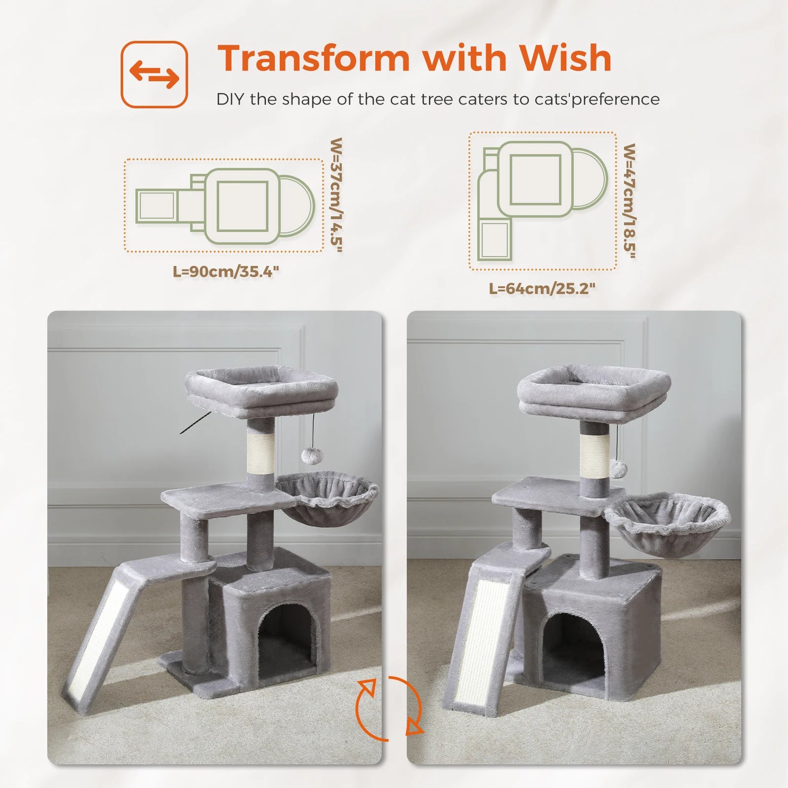 Arbre à chat PAWZ Road pour intérieur | Hamac, niche et griffoirs en sisal