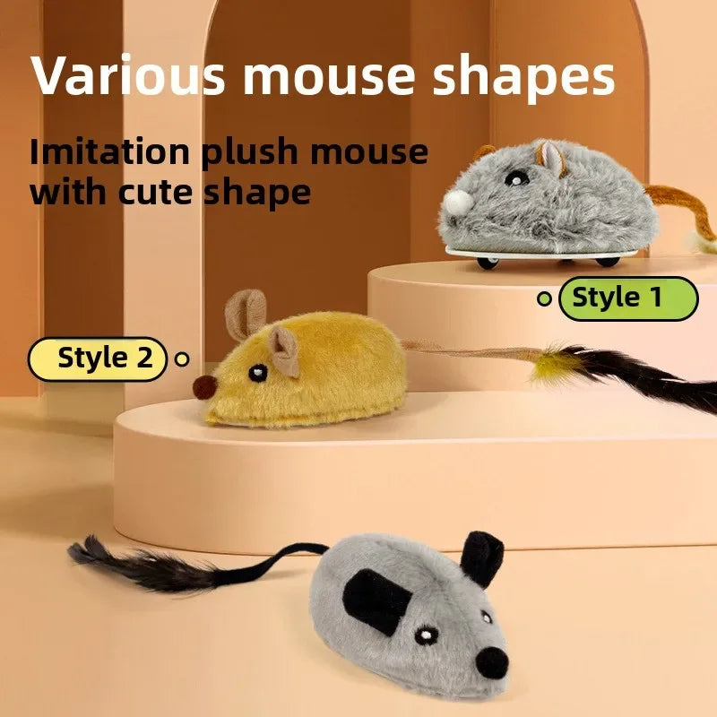 Jouet en peluche réaliste pour chat, souris interactive avec queue de chien pour chats, jouets pour chatons pour jouer en intérieur et