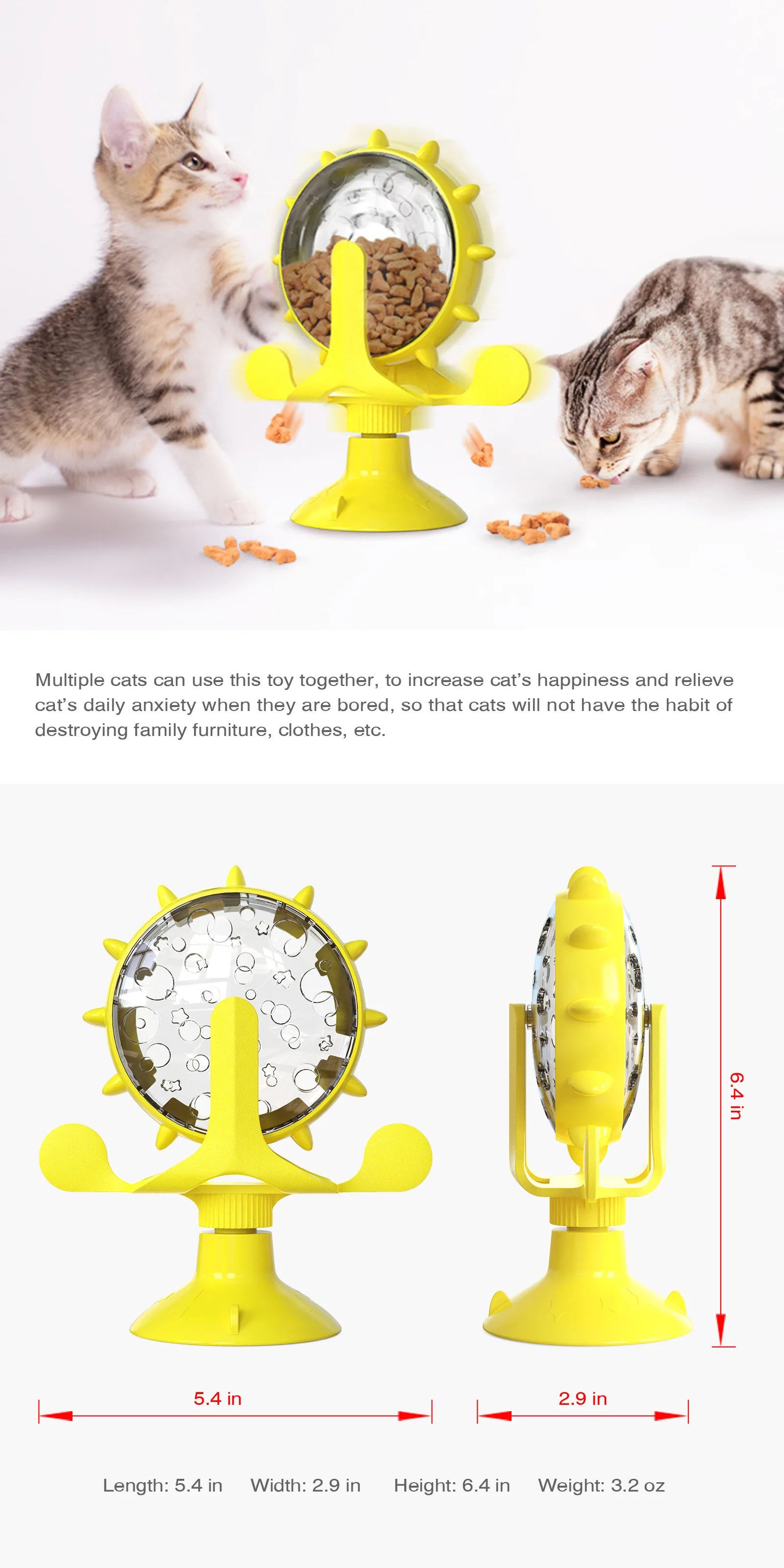 Roue de friandises pour chat, mangeoire de puzzle interactive, jouet de distribution de nourriture, jeux amusants pour chat, divertissement d'intérieur pour chat