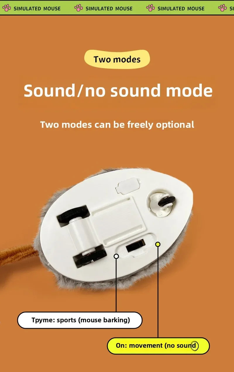 Jouet en peluche réaliste pour chat, souris interactive avec queue de chien pour chats, jouets pour chatons pour jouer en intérieur et