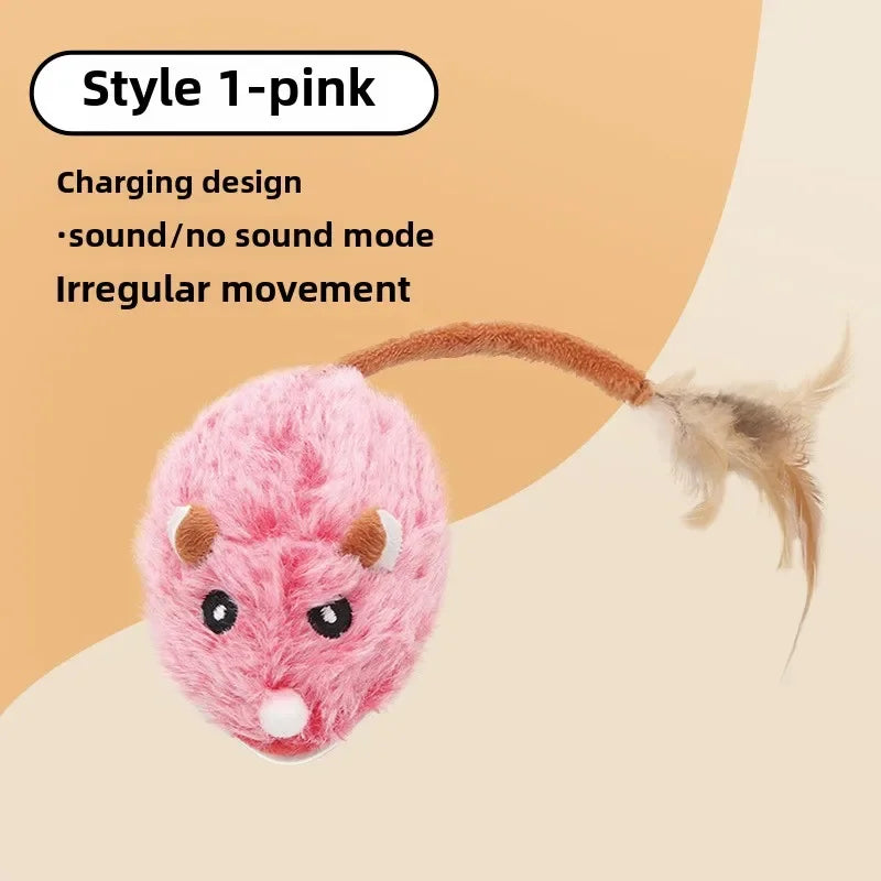 Jouet en peluche réaliste pour chat, souris interactive avec queue de chien pour chats, jouets pour chatons pour jouer en intérieur et
