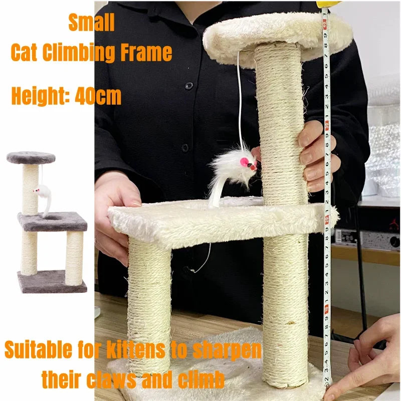 Poste à Gratter en Corde de Sisal à 3 Couches pour Chat, Trois Piliers pour Chaton, Cadre d'Escalade, Meubles pour Animaux de Compagnie