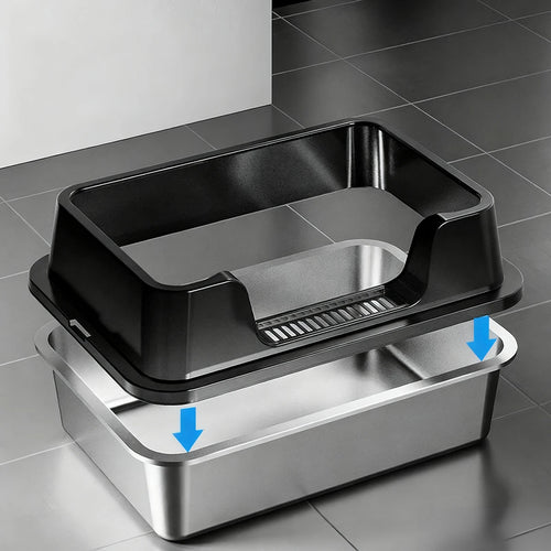 Bac à litière en acier inoxydable XL – Semi-fermé, 37L – TWISTER.CK