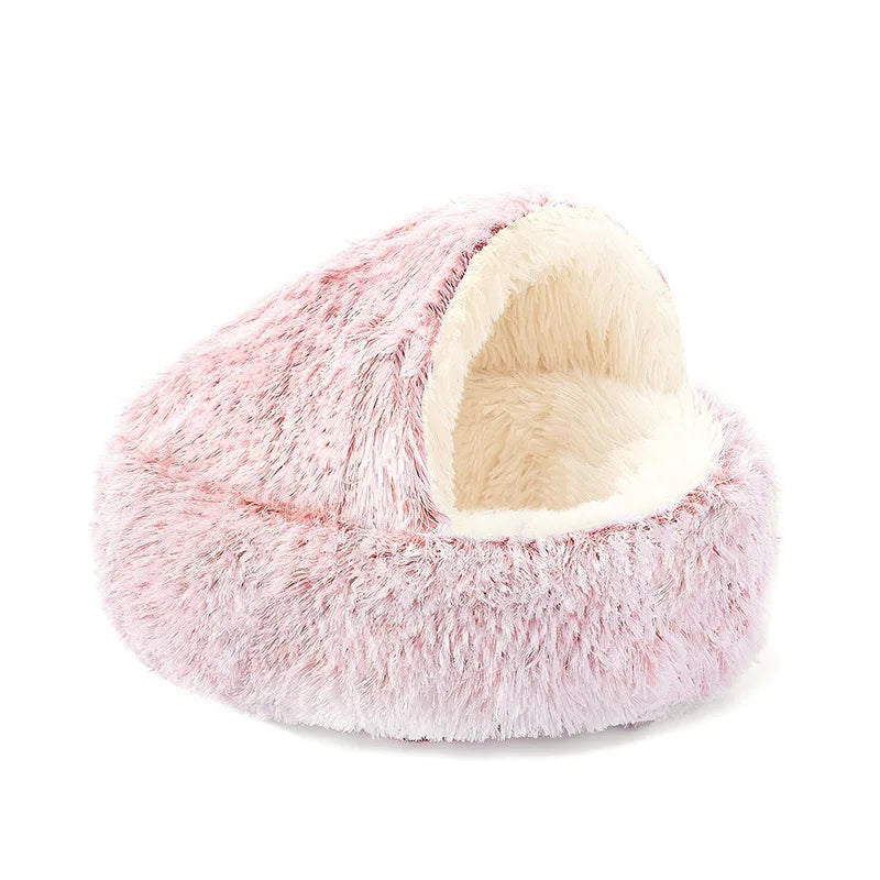 Lit d'hiver en peluche pour chat, coussin rond pour chat, maison pour chat 2 en 1, panier chaud pour chats, sac de couchage pour animaux de compagnie, nid pour chaton, chenil pour petits chiens et chats