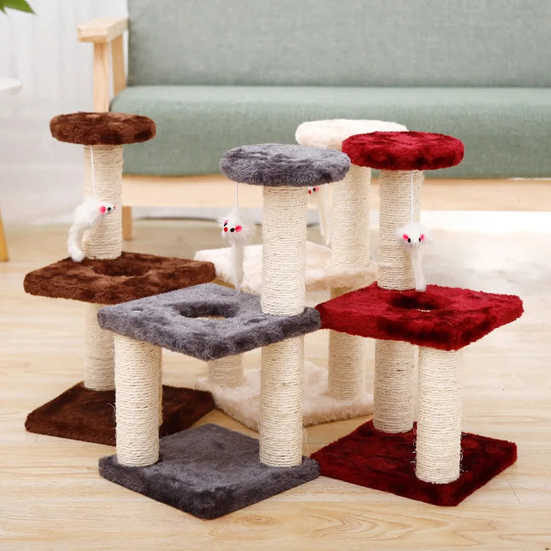 Poste à Gratter en Corde de Sisal à 3 Couches pour Chat, Trois Piliers pour Chaton, Cadre d'Escalade, Meubles pour Animaux de Compagnie