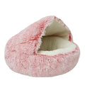 Coussin rond en peluche pour animaux de compagnie, panier chaud, sac de couchage, accent, chenil pour petit chien, maison pour chat, 2 en 1, hiver