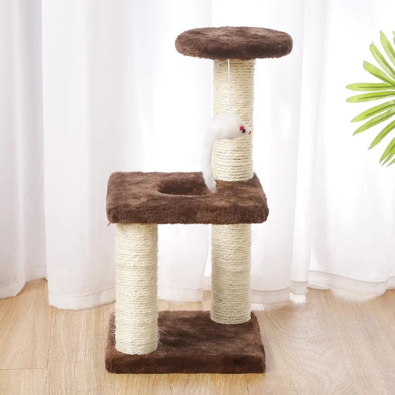 Poste à Gratter en Corde de Sisal à 3 Couches pour Chat, Trois Piliers pour Chaton, Cadre d'Escalade, Meubles pour Animaux de Compagnie