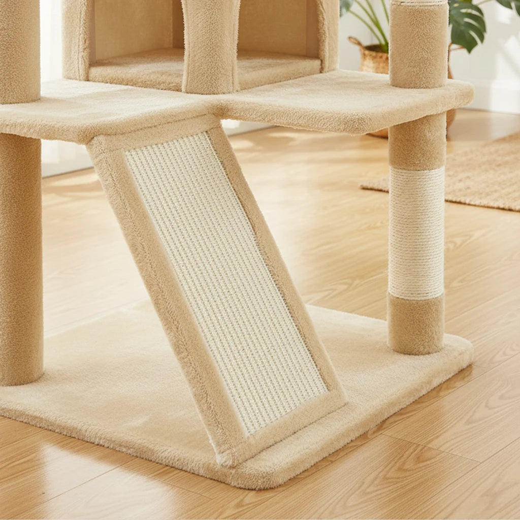 Grande maison pour chats et chatons, tour de jeu pour chats avec 2 poteaux à gratter, grande maison pour chats et chatons