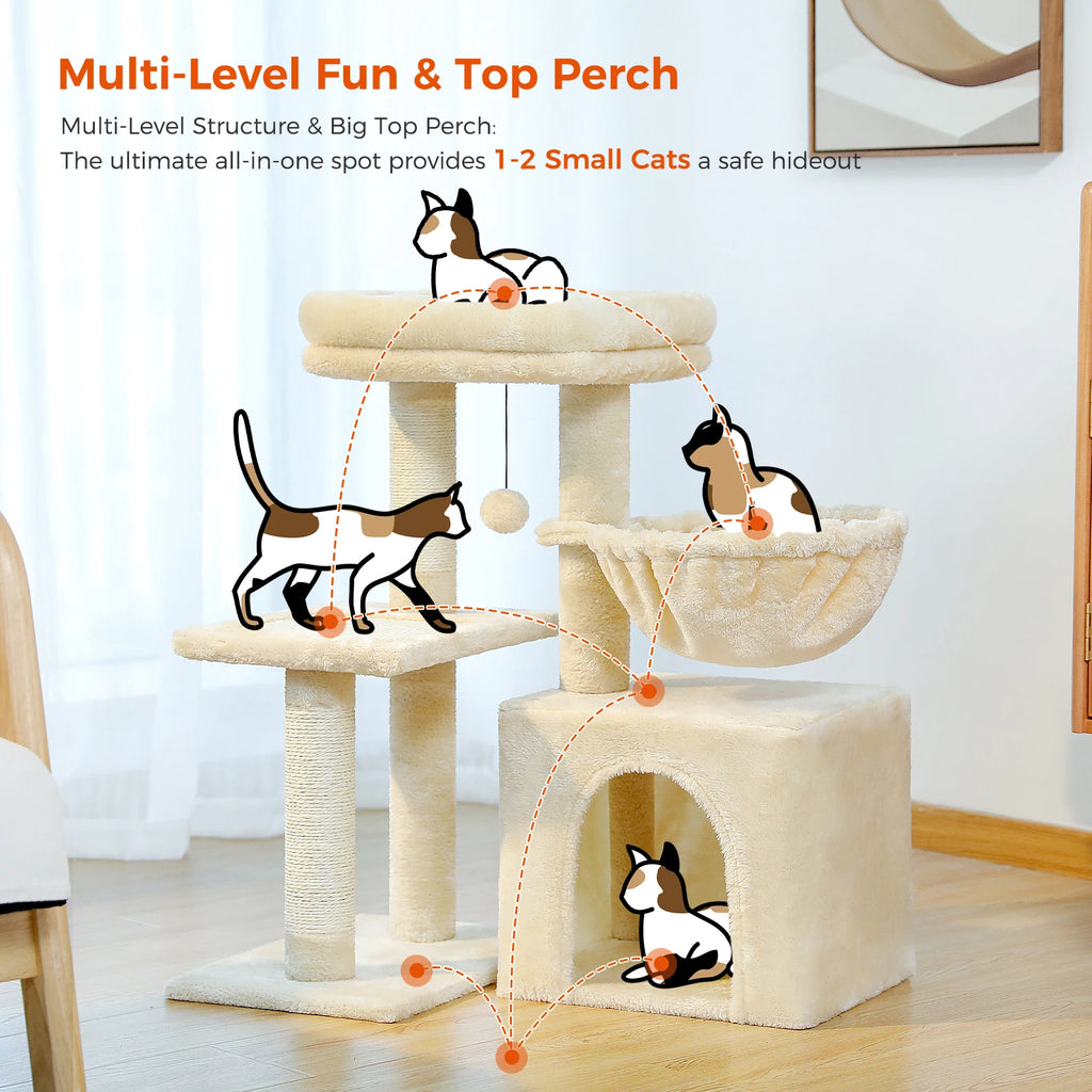 Arbre à chat PAWZ Road pour intérieur | Hamac, niche et griffoirs en sisal