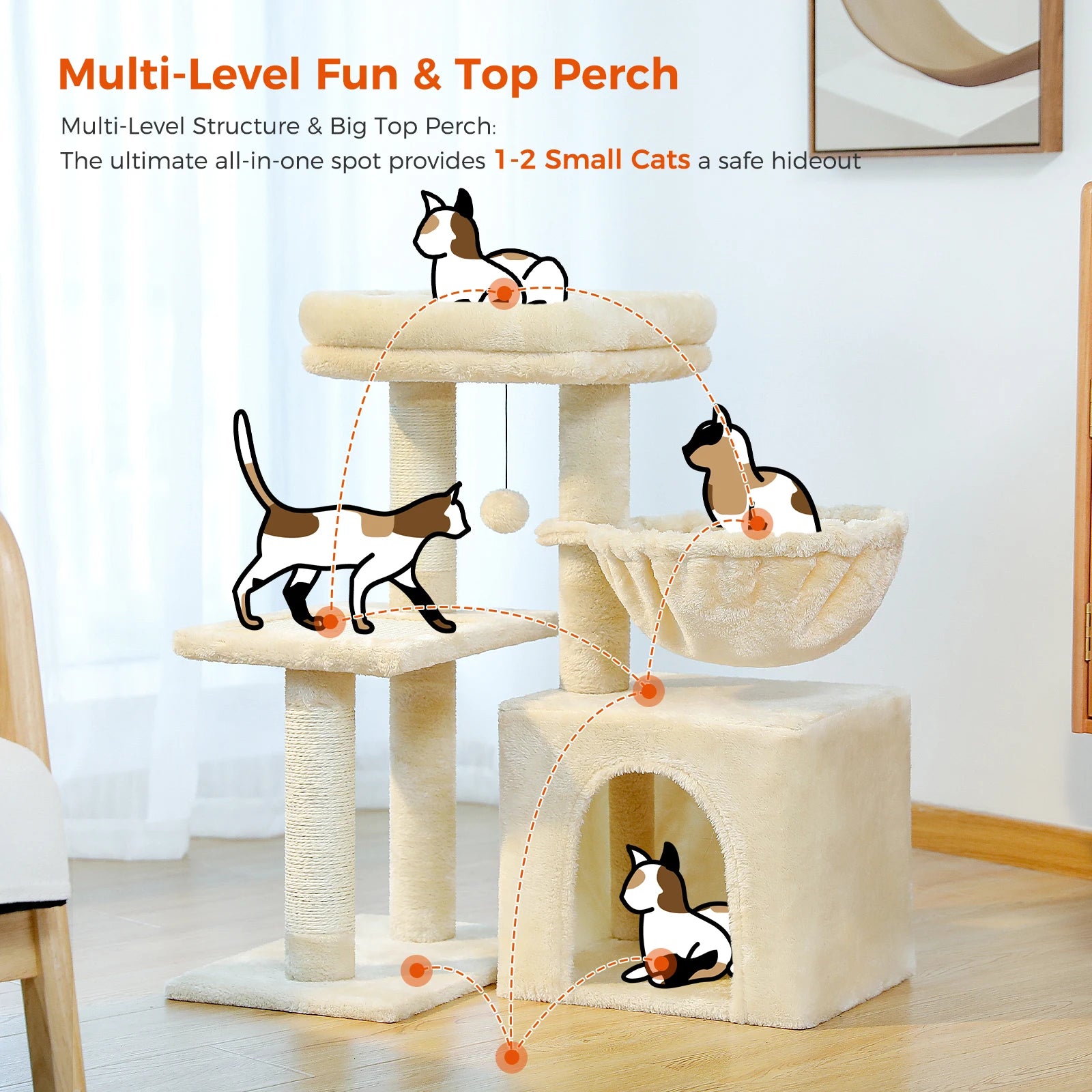 Arbre à chat PAWZ Road pour intérieur | Hamac, niche et griffoirs en sisal