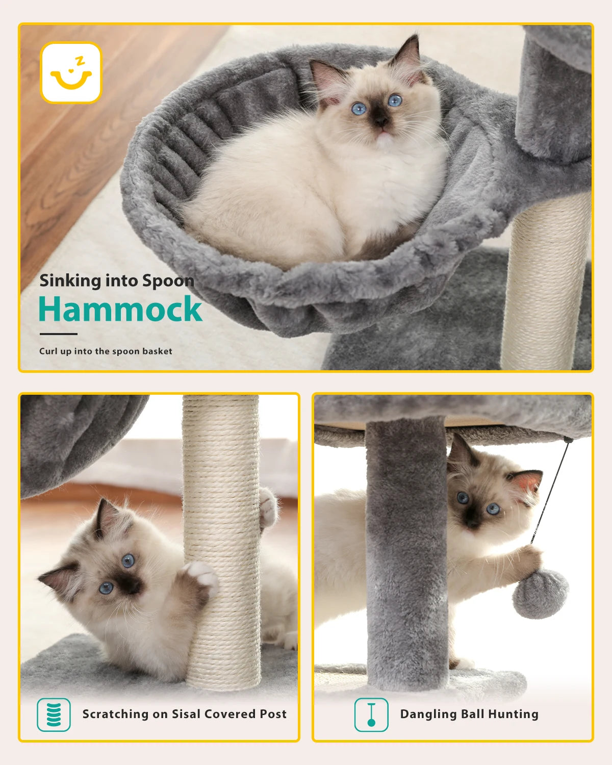 Arbre à chat PAWZ Road pour intérieur | Hamac, niche et griffoirs en sisal
