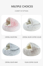 Coussin rond en peluche pour animaux de compagnie, panier chaud, sac de couchage, accent, chenil pour petit chien, maison pour chat, 2 en 1, hiver